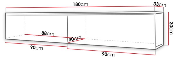 Z0ND0 TV asztal/szekrény Dilune 180 (fekete grafit) (fehér LED világítás). 1053826