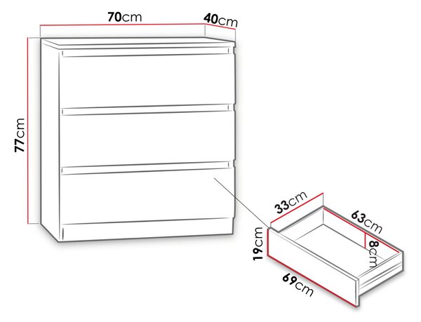 Komód Orion OK3 (fekete)