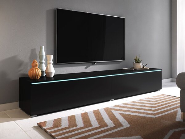 Z0ND0 TV asztal/szekrény Dilune 180 (fekete grafit) (fehér LED világítás). 1053826