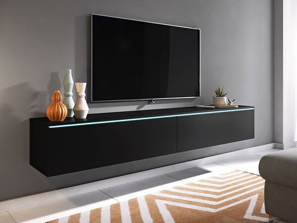 TV asztal/szekrény Dilune 180 (fekete grafit) (fehér LED világítás). 1053826
