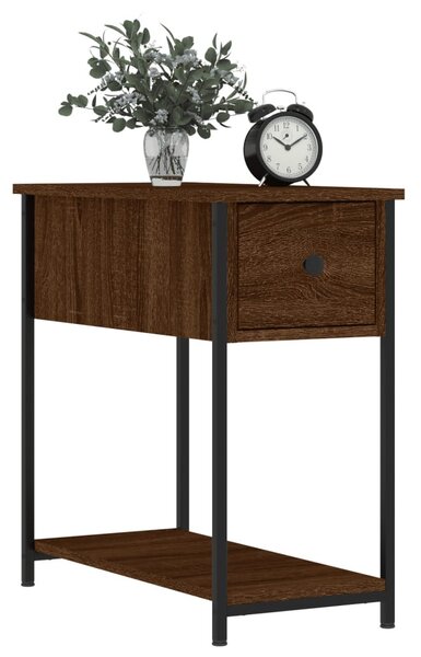 2 db barna tölgyszínű szerelt fa éjjeliszekrény 30x60x60 cm
