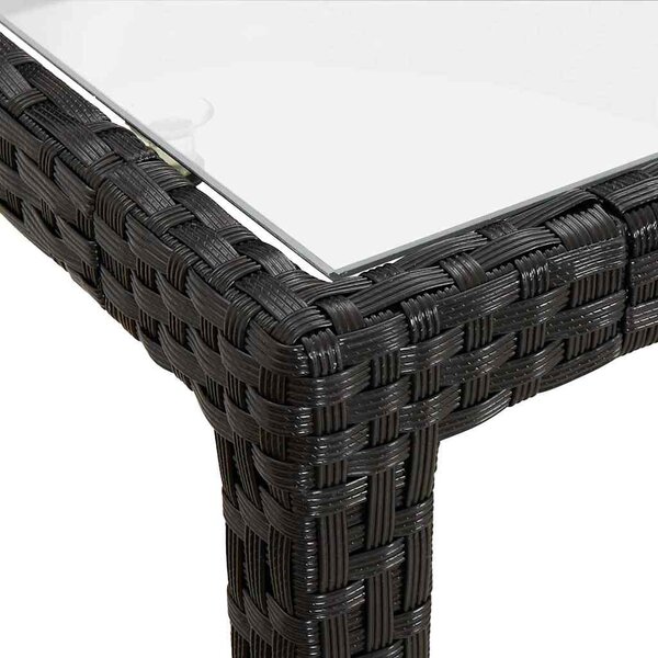 Fekete polyrattan és edzett üveg kerti asztal 150 x 90 x 75 cm