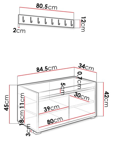 Z0ND0 Előszoba bútor Kendora 80 (12 db kárpitozott fali panel Pag 40x30) (soft öko-bőr 011-fekete). 1054001