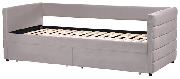 Ágyneműtartós heverő Bársony MARRAY 90 x 200 cm Világosszürke