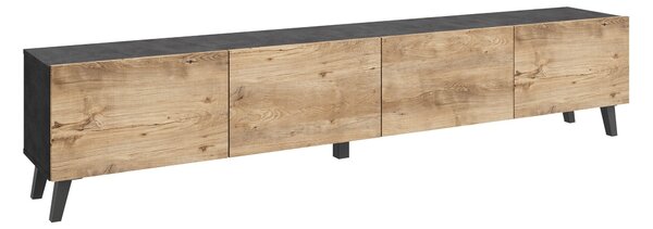 TV-állvány Levtive 101, Laminált forgácslap, 40x190x32cm, Gesztenye, Matera szürke