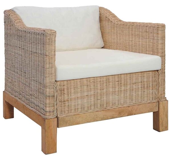 2 részes természetes rattan kanapészett párnákkal