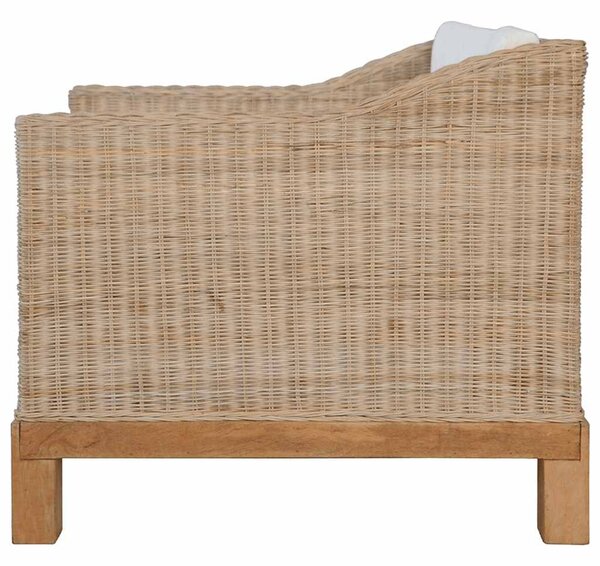 2 részes természetes rattan kanapészett párnákkal