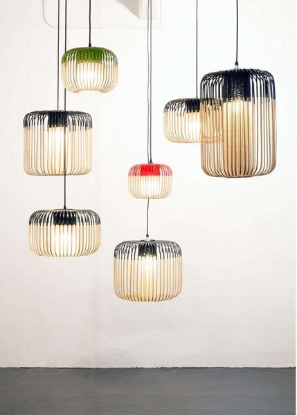 Függőlámpa Forestier, Bamboo, dimmable, Piros, Nappali, Bambusz, Boho