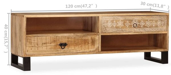Tömör mangófa TV-szekrény 120 x 30 x 40 cm