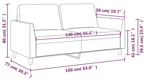 2 személyes krémszínű műbőr kanapé 140 cm