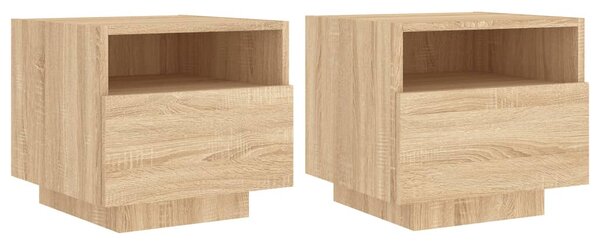 2 db sonoma tölgy színű éjjeliszekrény LED-ekkel 40x39x37 cm