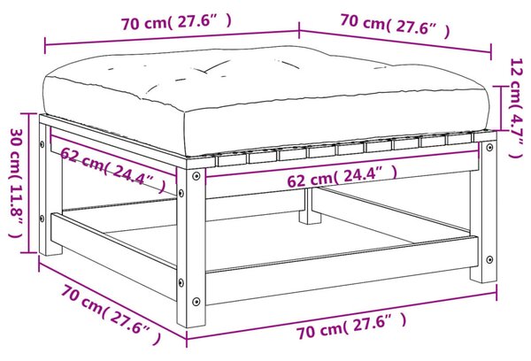 2 db tömör fenyőfa kerti lábtartó párnával