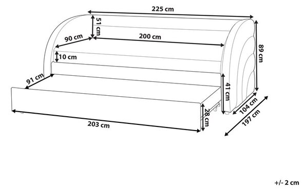 Kihúzható heverő Buklé ALBIAC 90 x 200 cm Fehér