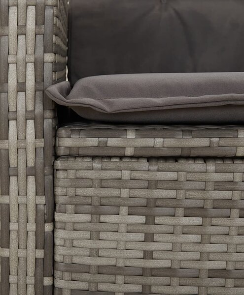 2 db szürke polyrattan dönthető kerti szék párnákkal