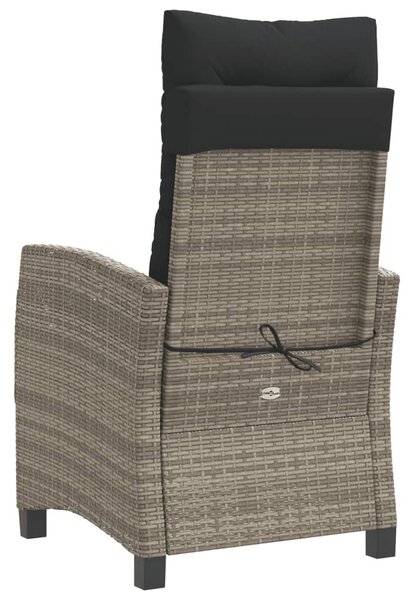 2 db szürke polyrattan dönthető kerti szék párnákkal