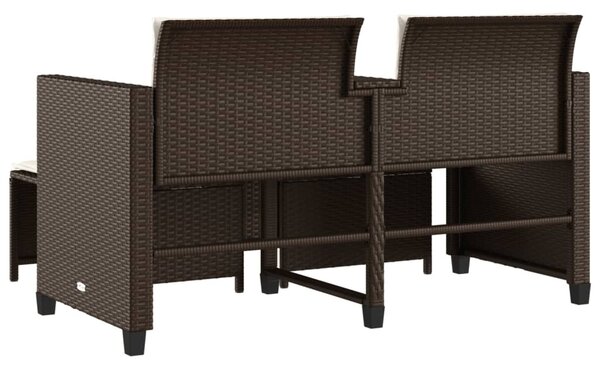 2 személyes barna polyrattan kerti kanapé asztallal/székkel