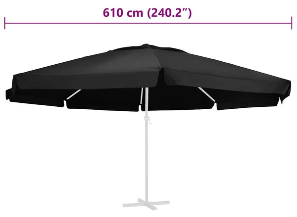 Fekete kültéri napernyőponyva 610 cm