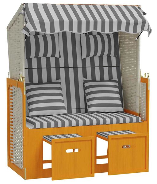 VidaXL fehér és szürke polyrattan és tömör fa strandszék párnákkal