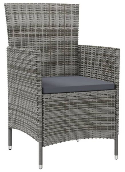 9 részes szürke kültéri polyrattan étkezőszett párnákkal