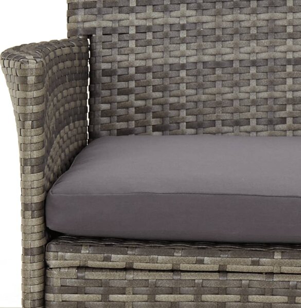 5 részes szürke polyrattan kerti bisztrógarnitúra párnákkal