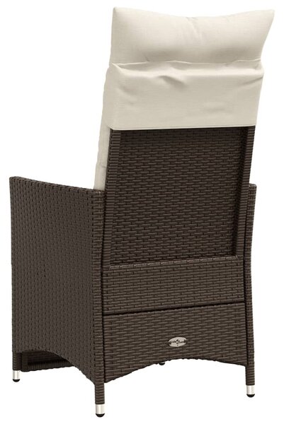 2 db barna polyrattan dönthető kerti szék párnákkal