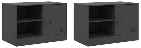 2 db fekete acél TV-szekrény 67 x 39 x 44 cm