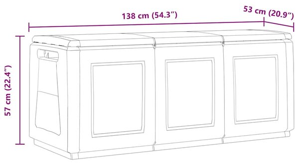 Sötétszürke-fekete kerti tárolóláda 138 x 53 x 57 cm 330 L