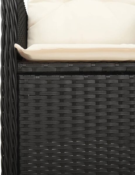 5 részes fekete polyrattan kerti bisztrógarnitúra párnákkal