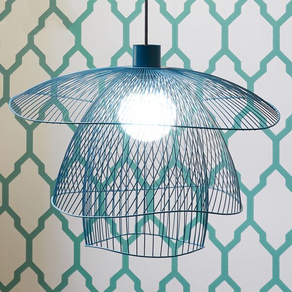 Függőlámpa Forestier, Papillon S, dimmable, Kék, Nappali, Fém, Dizájn