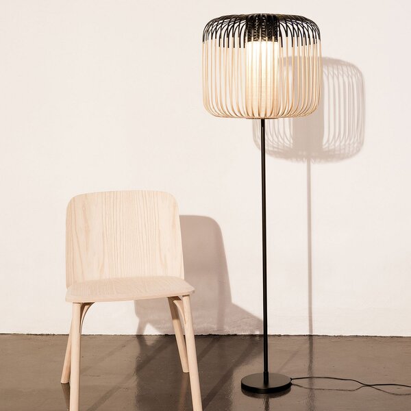 Állólámpa Forestier, Bamboo Light, Fekete, Nappali, Bambusz, Dizájn