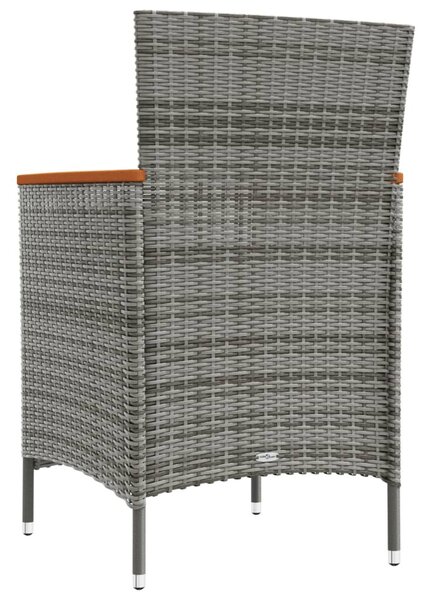 2 db szürke polyrattan kerti étkezőszék