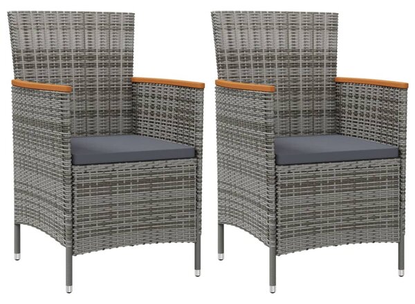 2 db szürke polyrattan kerti étkezőszék