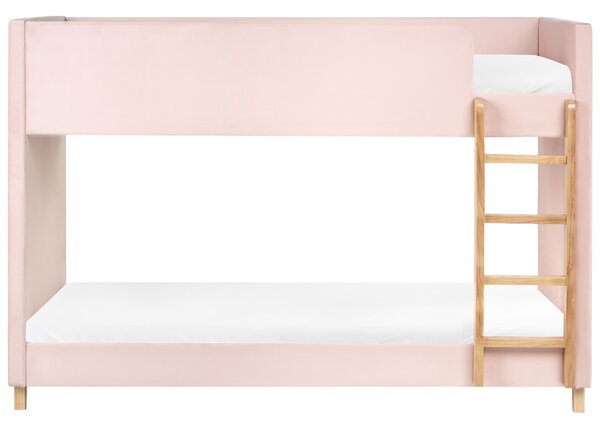 Emeletes ágy Bársony CHOCQUES 90 x 200 cm Pasztellrózsaszín