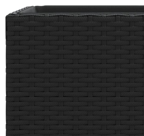 Fekete polyrattan kerti ültetőláda 30x30x60 cm