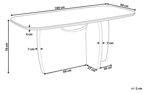 Étkezőasztal TRAVERS Travertin hatású 180 cm 90 cm