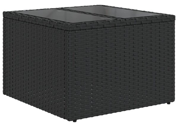 8 részes fekete polyrattan kerti ülőgarnitúra párnákkal