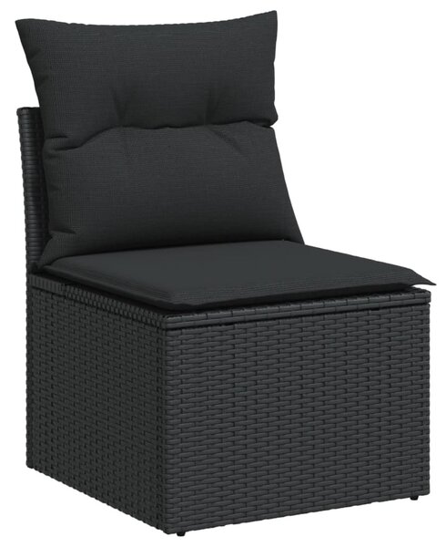 11 részes fekete polyrattan kerti ülőgarnitúra párnákkal