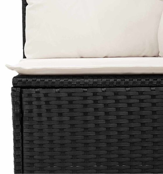 14 részes fekete polyrattan kerti ülőgarnitúra párnákkal