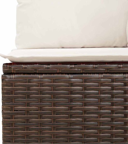 2 részes barna polyrattan akácfa kerti ülőgarnitúra párnákkal