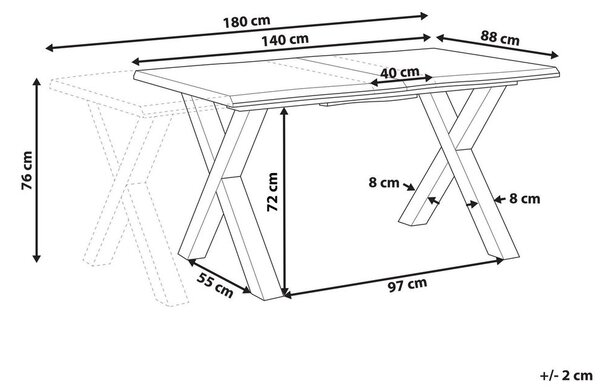 Kihúzható étkezőasztal BRONSON Barna 140/180 cm 90 cm