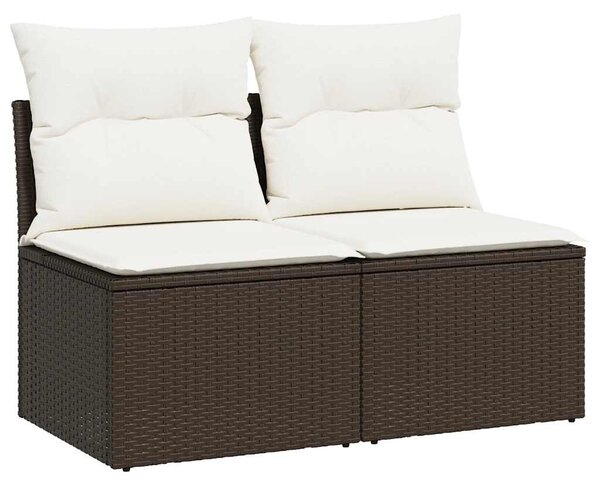 2 részes barna polyrattan akácfa kerti ülőgarnitúra párnákkal