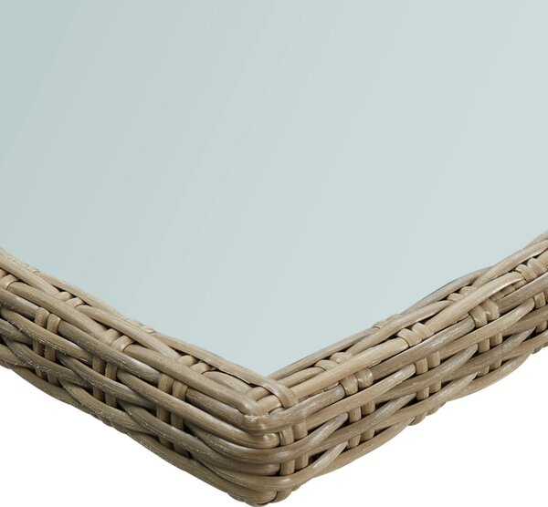 Barna üveg és polyrattan kerti étkezőasztal 200 x 100 x 74 cm