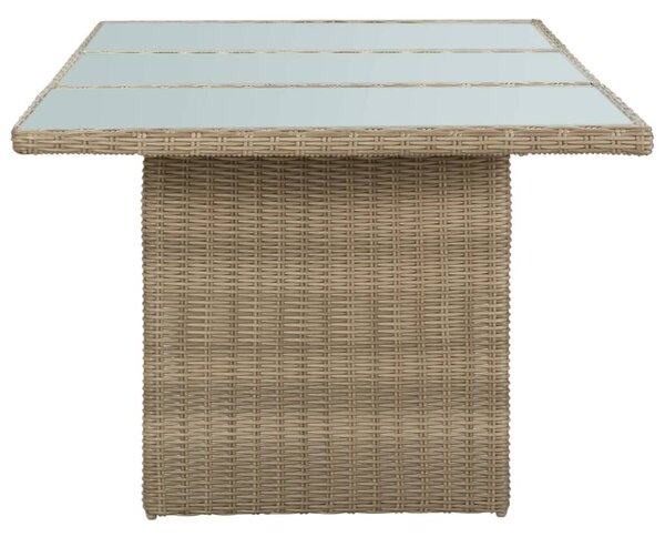 Barna üveg és polyrattan kerti étkezőasztal 200 x 100 x 74 cm