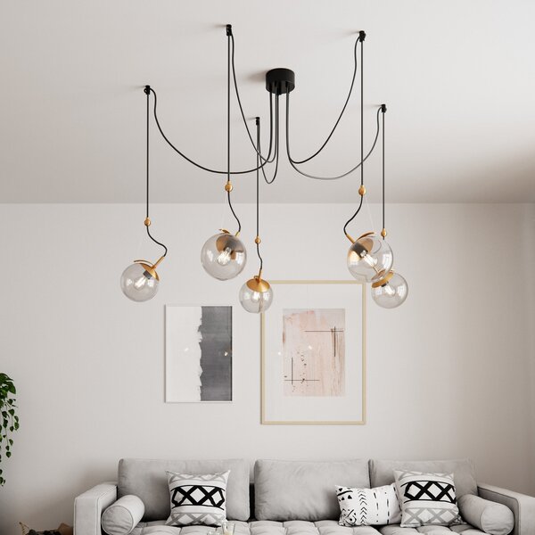 Függőlámpa By Rydéns, Carry, dimmable, Szürke, Nappali, Üveg, Skandináv