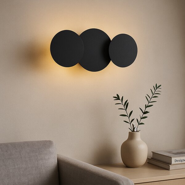 Modern fekete fali lámpa LED-del, 3 lépésben dimmelhető, 3-lámpás - Sunrise