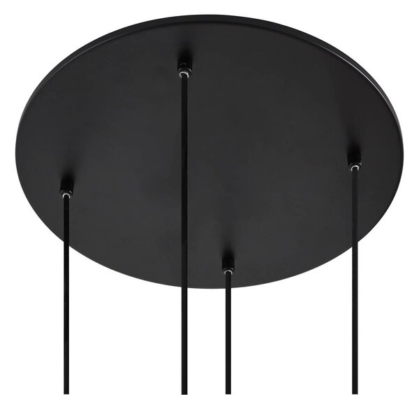 Lucande Lunelle lógó világítás, fekete, üveg, 4 izzós, Ø 40 cm, dimmelhető, Nappali / Étkező, Üveg, Modern