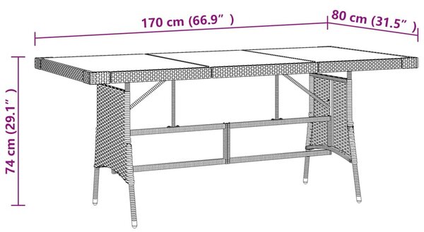 9 részes fekete polyrattan kerti étkezőgarnitúra