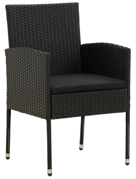 9 részes fekete polyrattan kerti étkezőgarnitúra