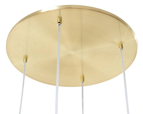 Lucande Lunelle lógó világítás, sárgaréz, üveg, 4 izzós, Ø 40 cm, dimmelhető, Nappali / Étkező, Üveg, Modern