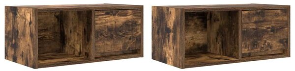 2 db füstös tölgy színű szerelt fa TV-szekrény 60x31x25,5 cm